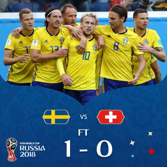 مونديال 2018: السويد تحقق تأهلا تاريخيا للدور ربع النهائي بعد فوزها على سويسرا