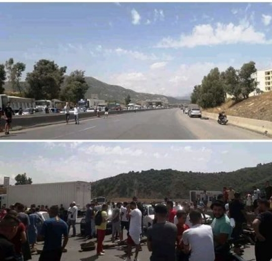 البويرة : مواطنون يغلقون الطريق السيار شرق-غرب احتجاجا على نقص التزويد بمياه الشرب